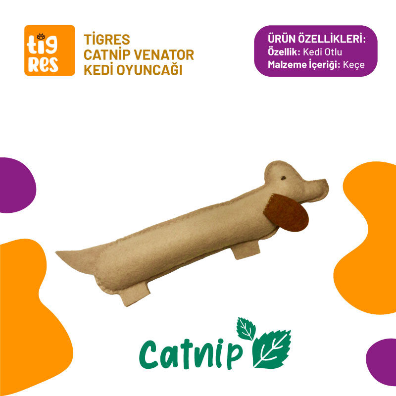 Tigres Venator Catnipli Köpek Şeklinde Kedi Oyuncağı