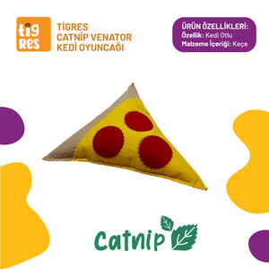 Tigres Venator Catnipli Pizza Şeklinde Kedi Oyuncağı - Thumbnail