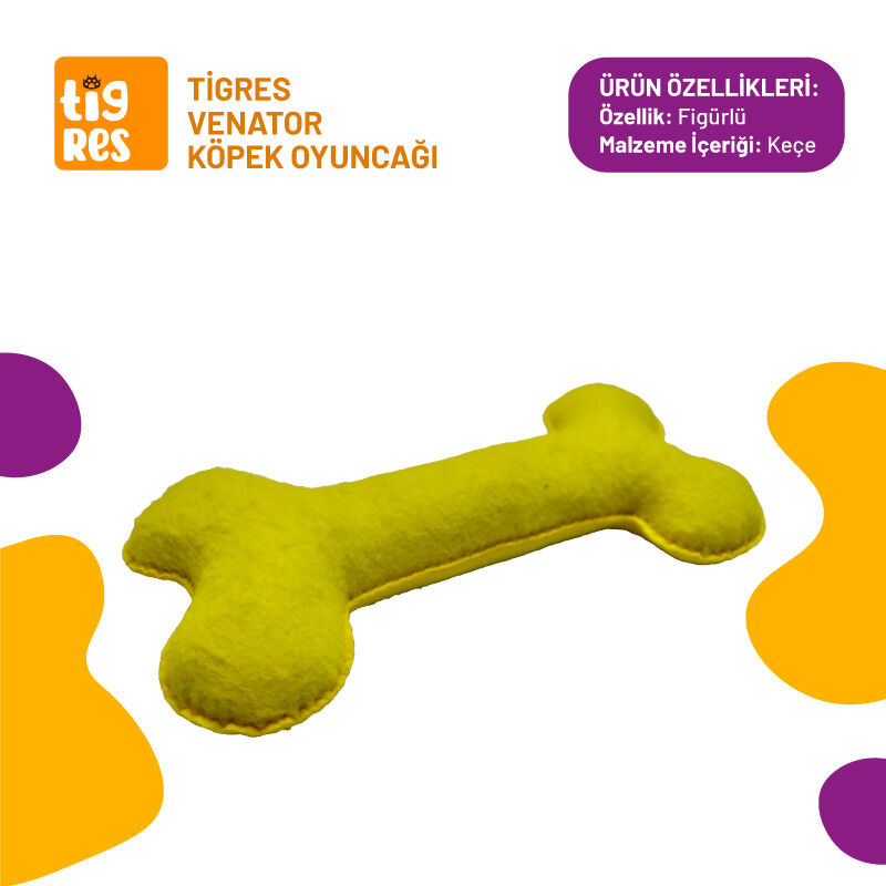 Tigres Venator Kemik Şeklinde Sarı Mini Köpek Oyuncağı - 1
