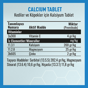 Vetcure Calcium Kedi ve Köpekler İçin Kalsiyum Desteği 75 Tablet - Thumbnail