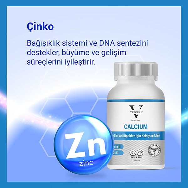 Vetcure Calcium Kedi ve Köpekler İçin Kalsiyum Desteği 75 Tablet