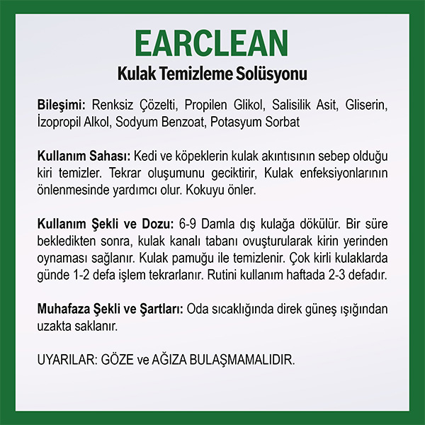 Vetcure Ear Clean Kedi ve Köpek Kulak Temizleme Solüsyonu 50 ML