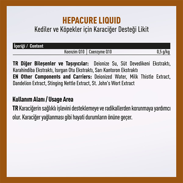 Vetcure Hepacure Kedi ve Köpek Karaciğer Sağlığı Destekleyici Likit 50 ML