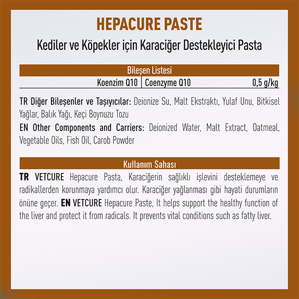 Vetcure Hepacure Kedi ve Köpek Karaciğer Sağlığı Destekleyici Paste 100 gr