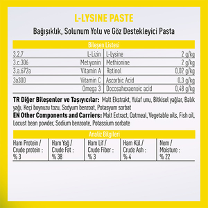 Vetcure L-Lysine Kedi Bağışıklık ve Solunum Yolu Destekleyici Paste 100 gr - Thumbnail